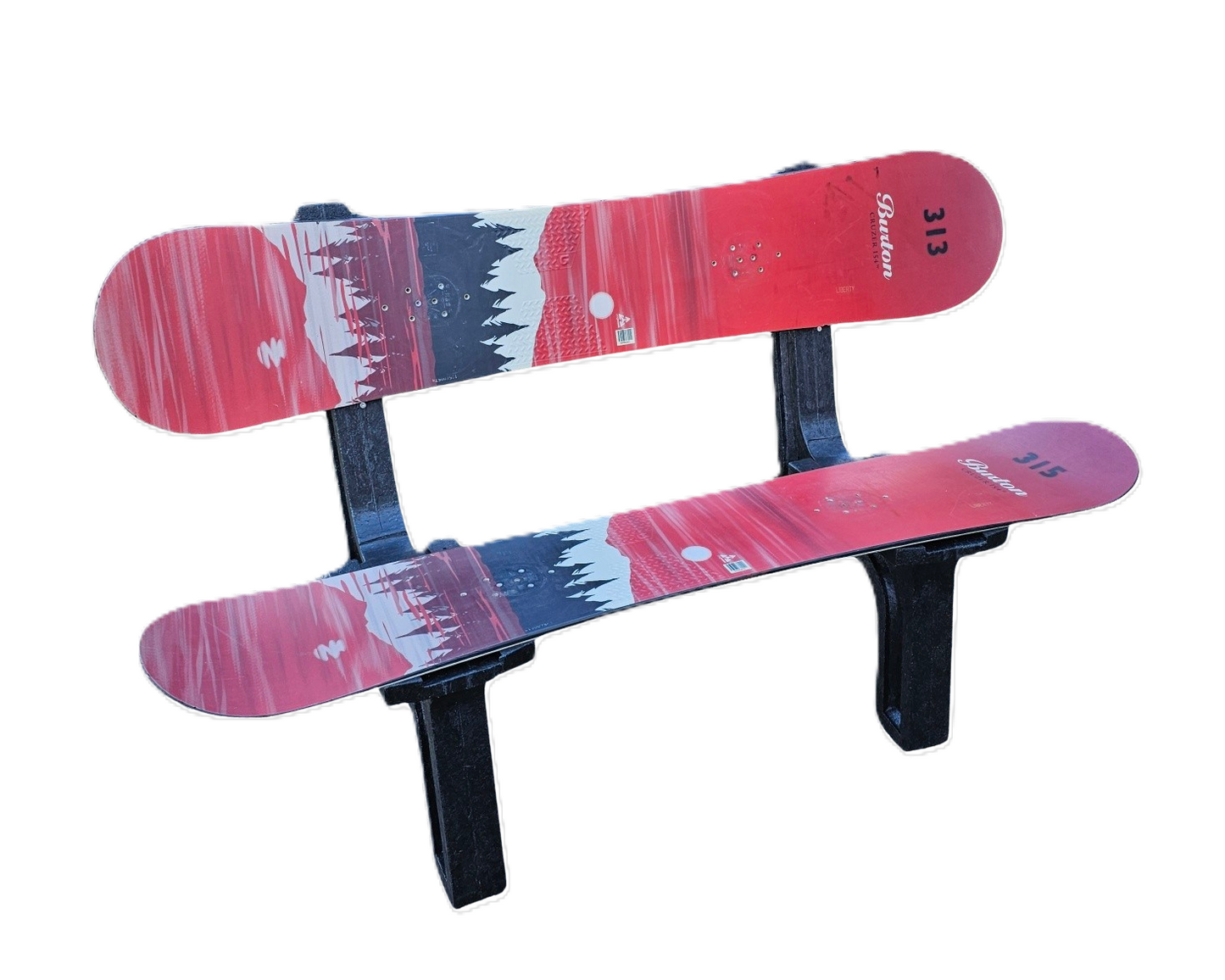 Ski Patio set - 4 piece - A Skichair, Snowboard or Snow Ski Table and Bench and a Ski Rocker