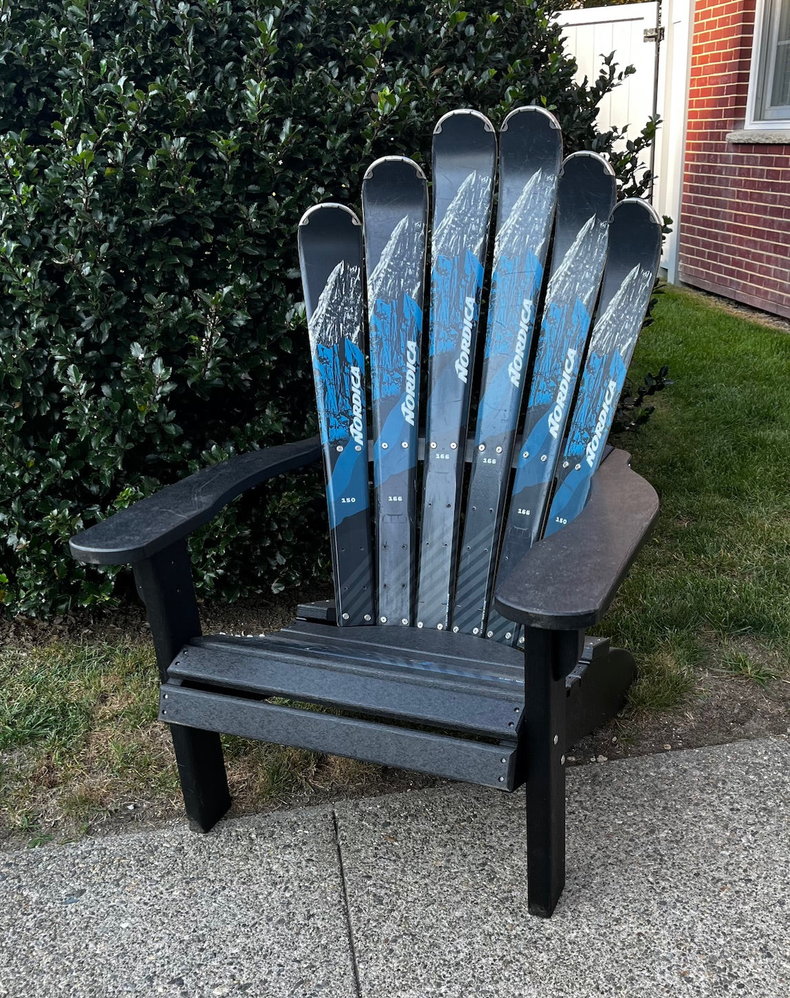 Ski Patio set - 4 piece - A Skichair, Snowboard or Snow Ski Table and Bench and a Ski Rocker