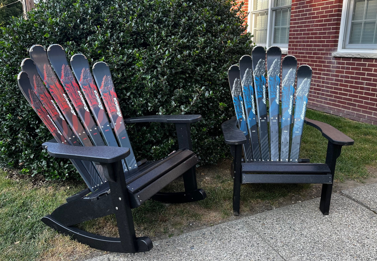Ski Patio set - 2 piece - Customize your Recycled Snow Ski or Snow Board Patio set with a Ski Bench