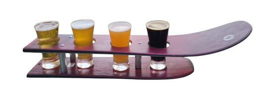 Beer Flight Recycled Snow Ski Beer Single Flight with 4 Glasses, 5.5 oz
