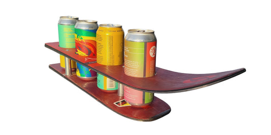 Beer Flight or Brewski Recycled Snow Ski Double Pint Beer Flight for Beer Cans or Pint glasses