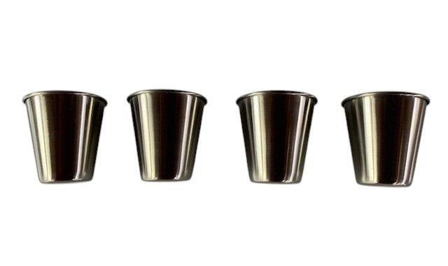 Shot Glasses, set of 4 for a Shot Ski with a hole, Large 2.5oz shot glasses made from Stainless Steele