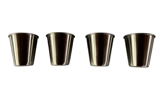 Shot Glasses, set of 4 for a Shot Ski with a hole, Large 2.5oz shot glasses made from Stainless Steele