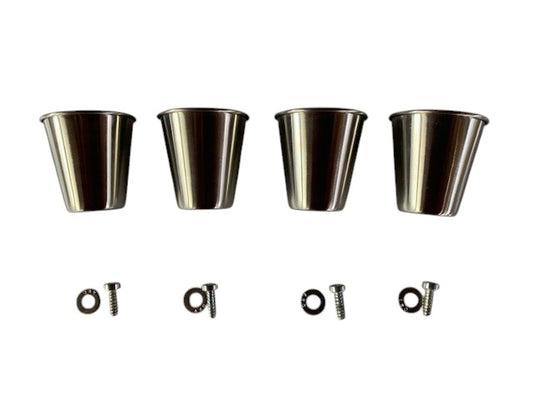 Shot Ski Kit, 4 shots Glasses Only  for a Shot Ski, Large 2.5oz shot glasses made from Stainless Steele with Mounting Screws