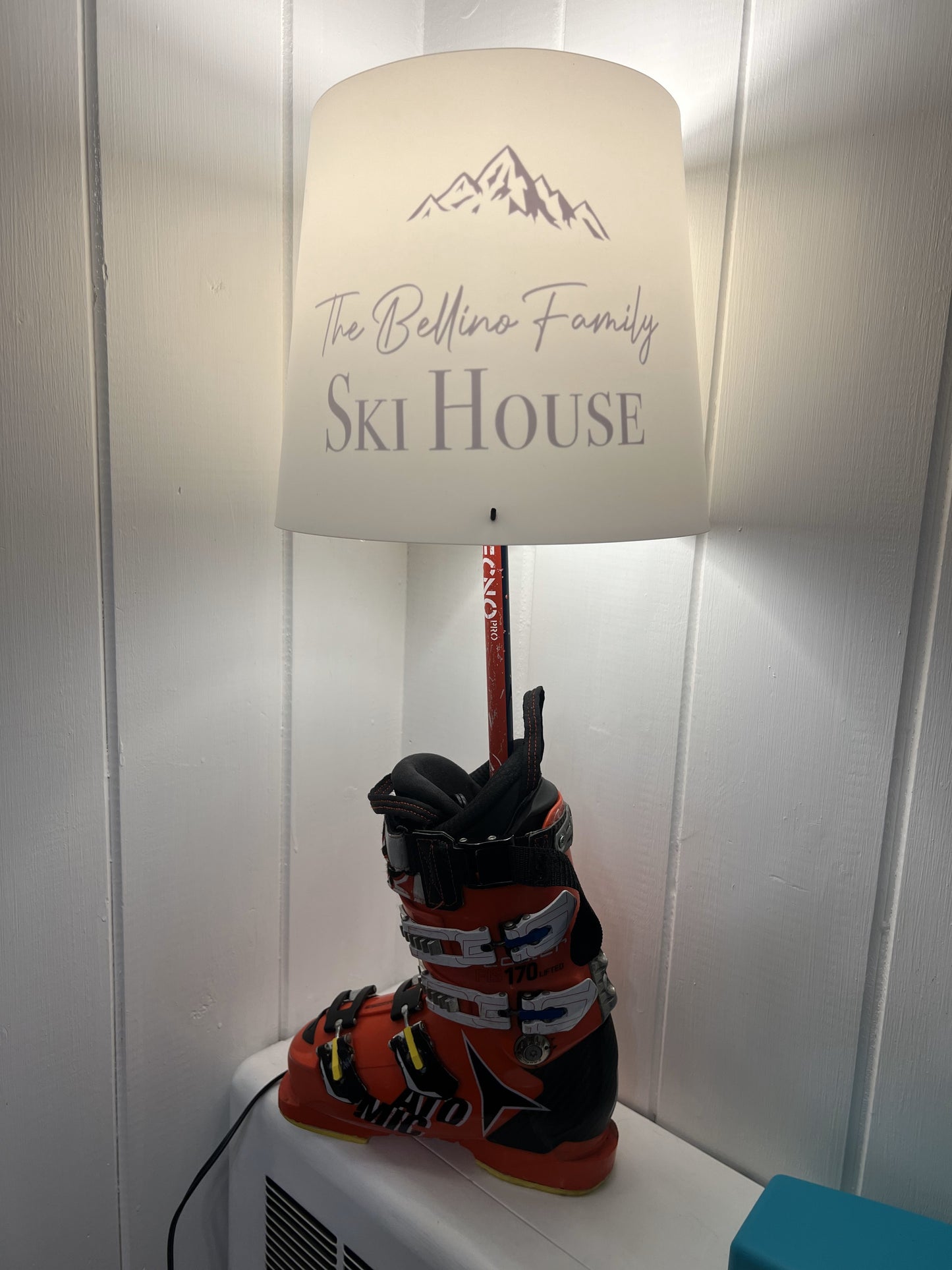 Ski Boot Lamp Made with a real Ski Boot, ready to plug in!