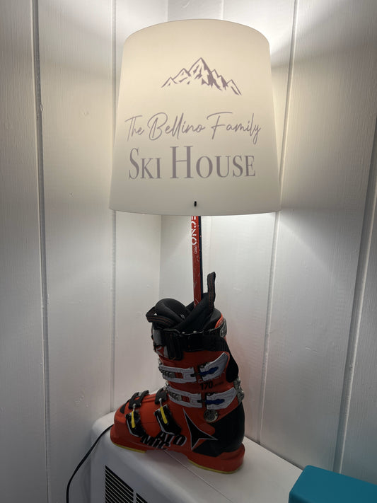 Personalized Ski Boot Lamp Made with a real Ski Boot, ready to plug in!