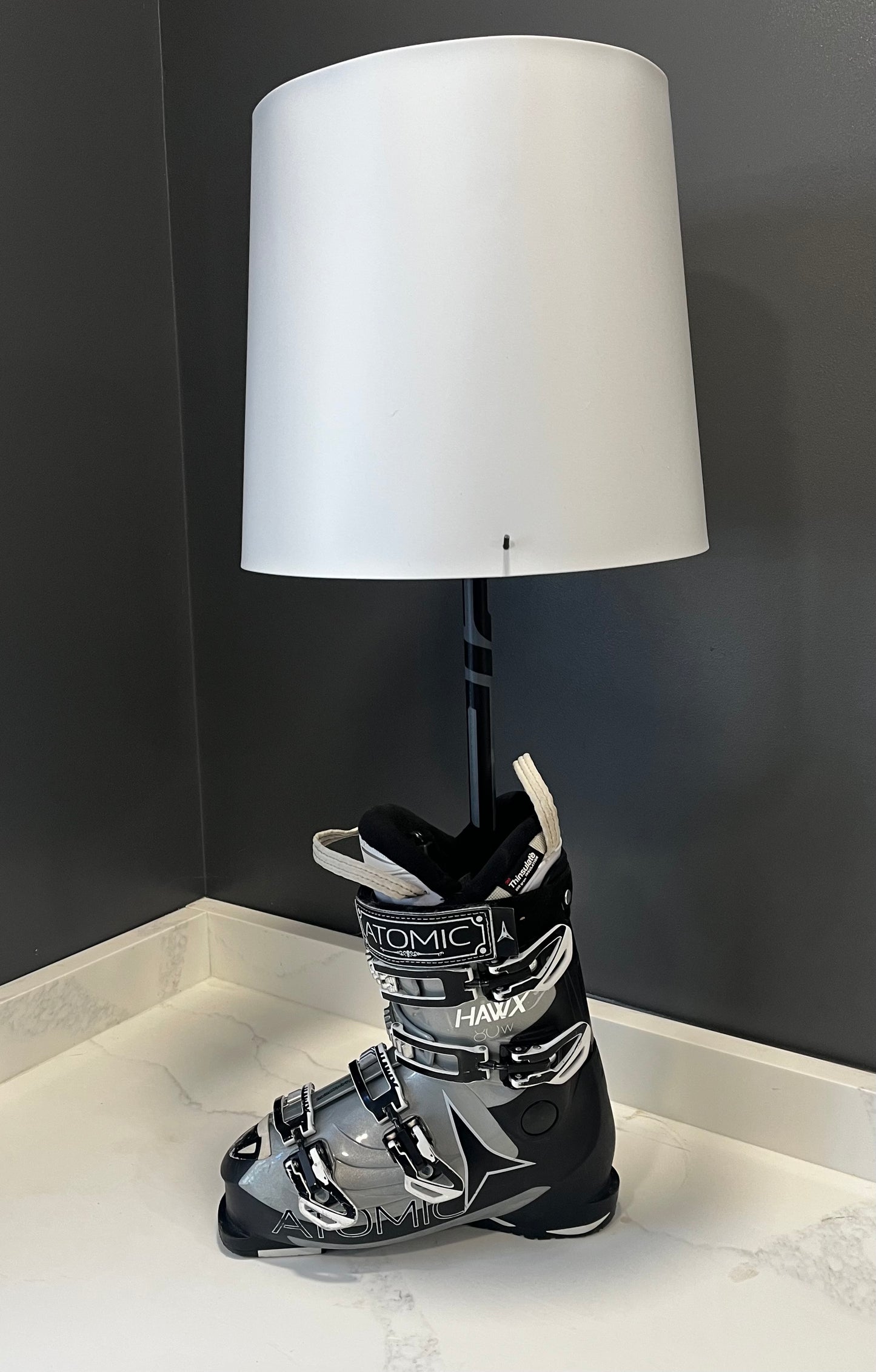 Ski Boot Lamp Made with a real Ski Boot, ready to plug in!