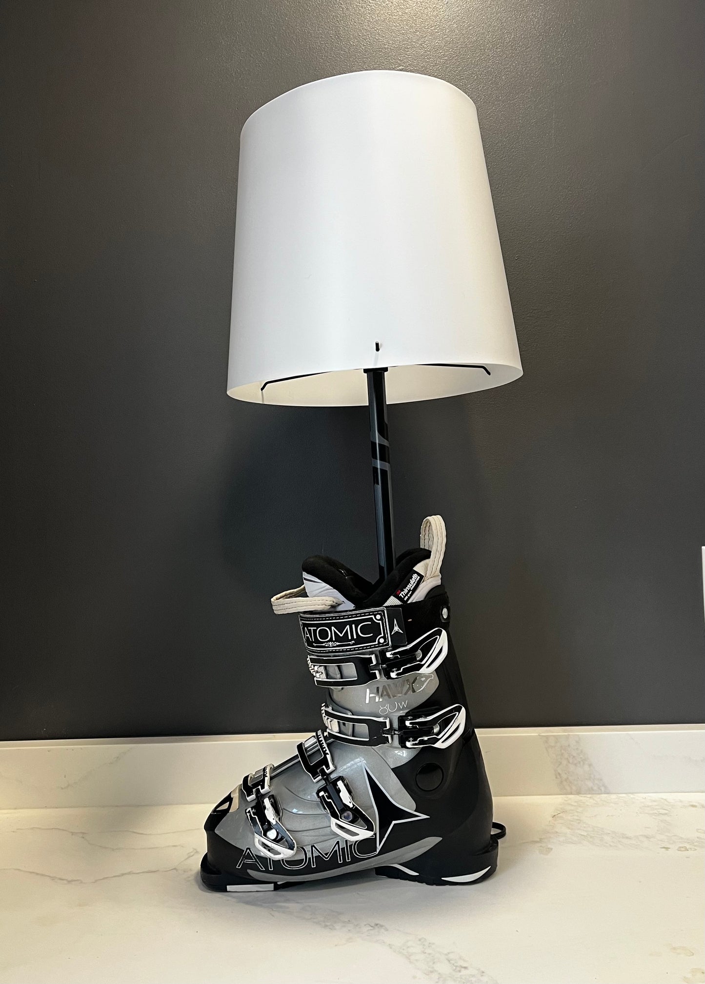 Ski Boot Lamp Made with a real Ski Boot, ready to plug in!