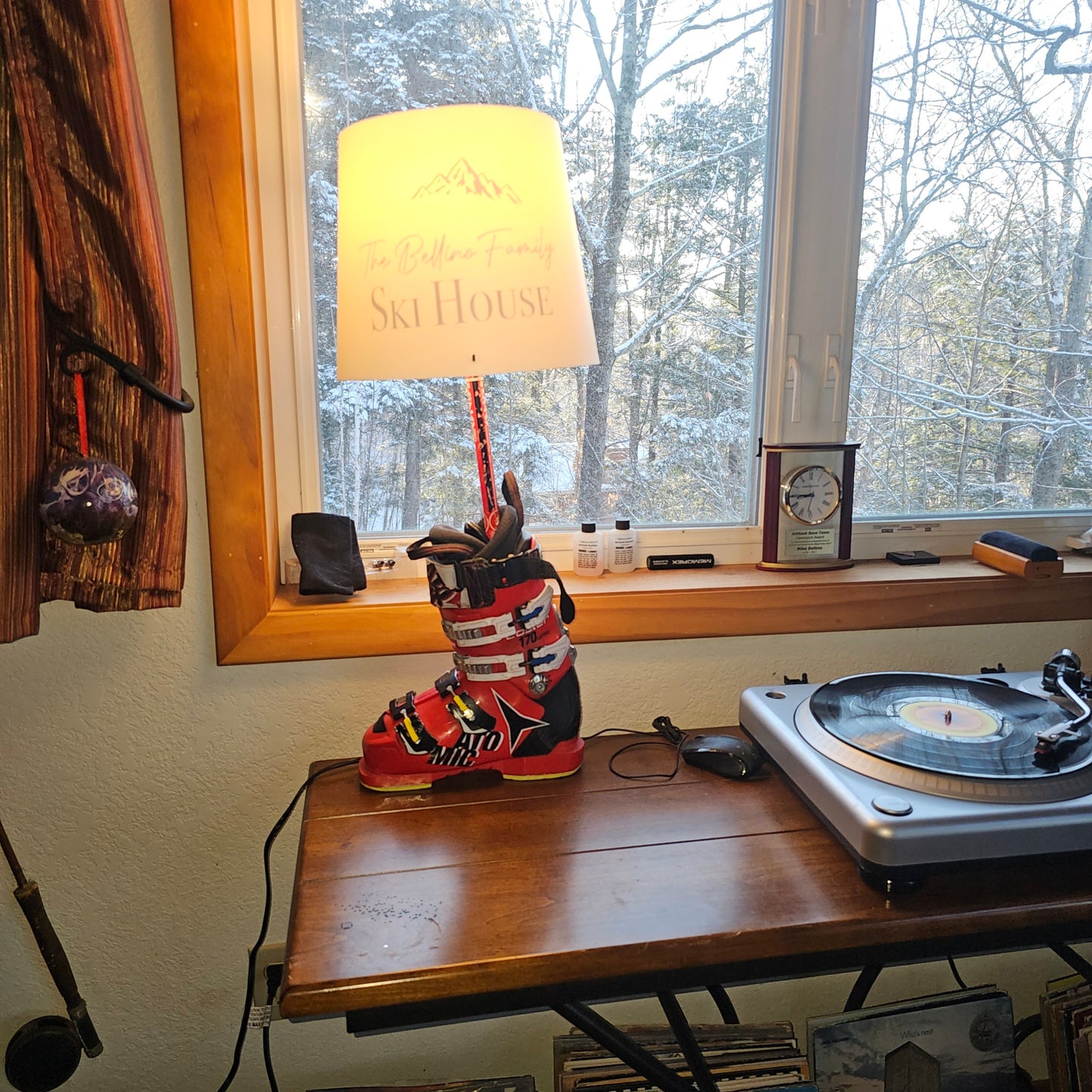 Ski Boot Lamp Made with a real Ski Boot, ready to plug in!