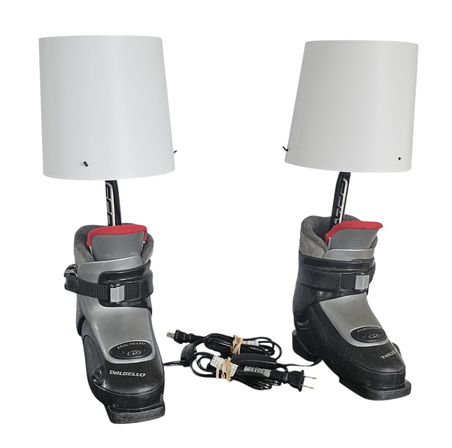 Set of Ski Boot Lamps Made with a real Children's Ski Boot, ready to plug in!