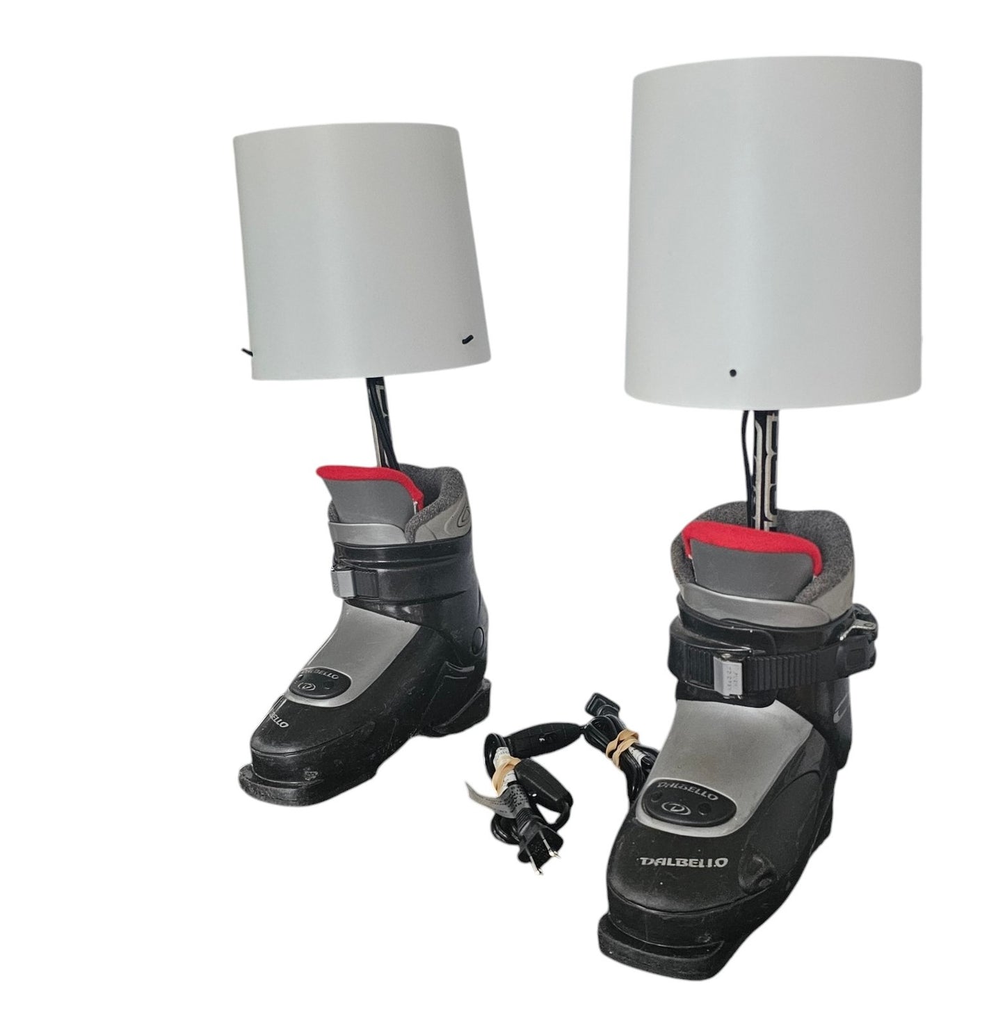 Set of Ski Boot Lamps Made with a real Children's Ski Boot, ready to plug in!