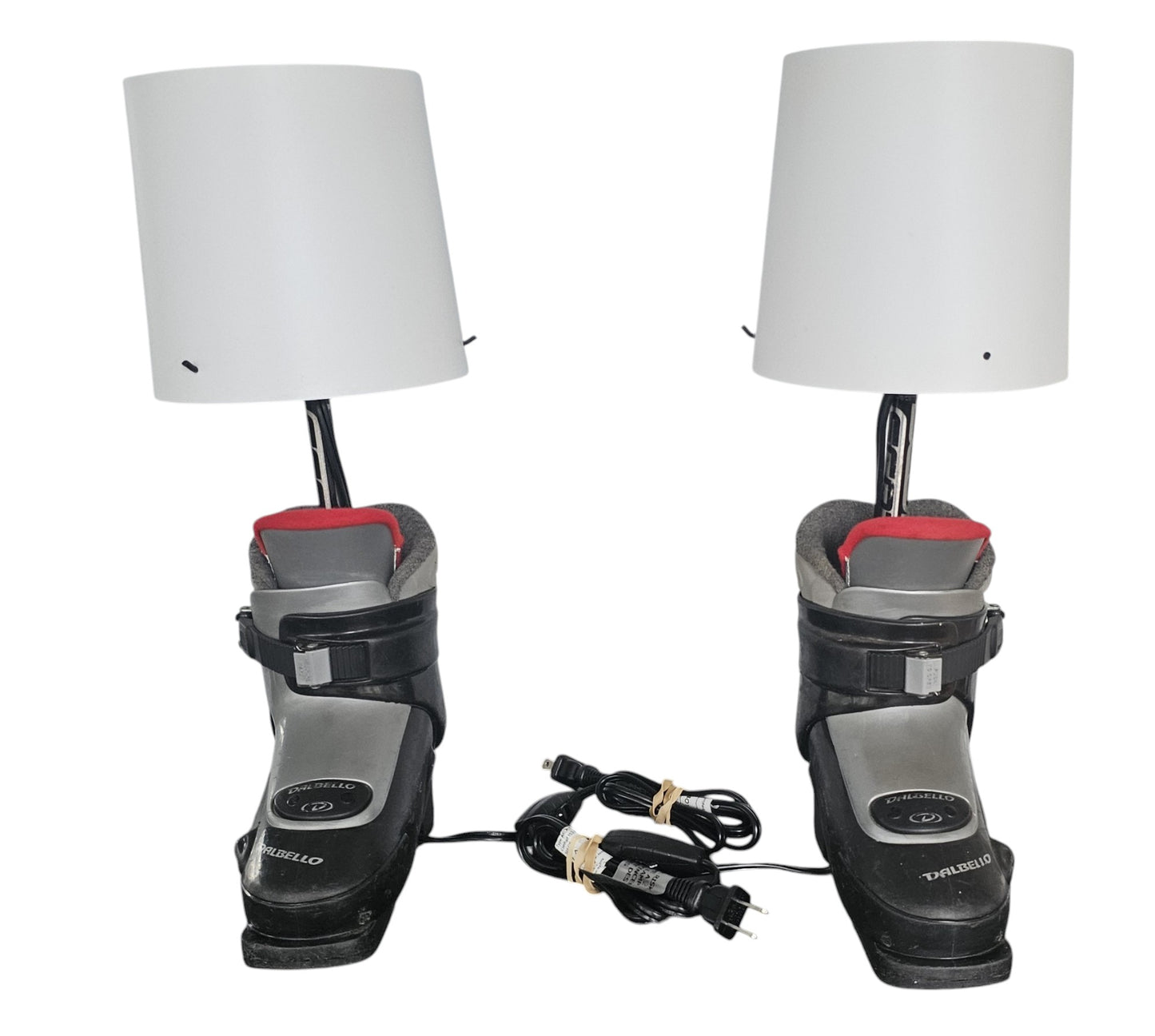 Set of Ski Boot Lamps Made with a real Children's Ski Boot, ready to plug in!