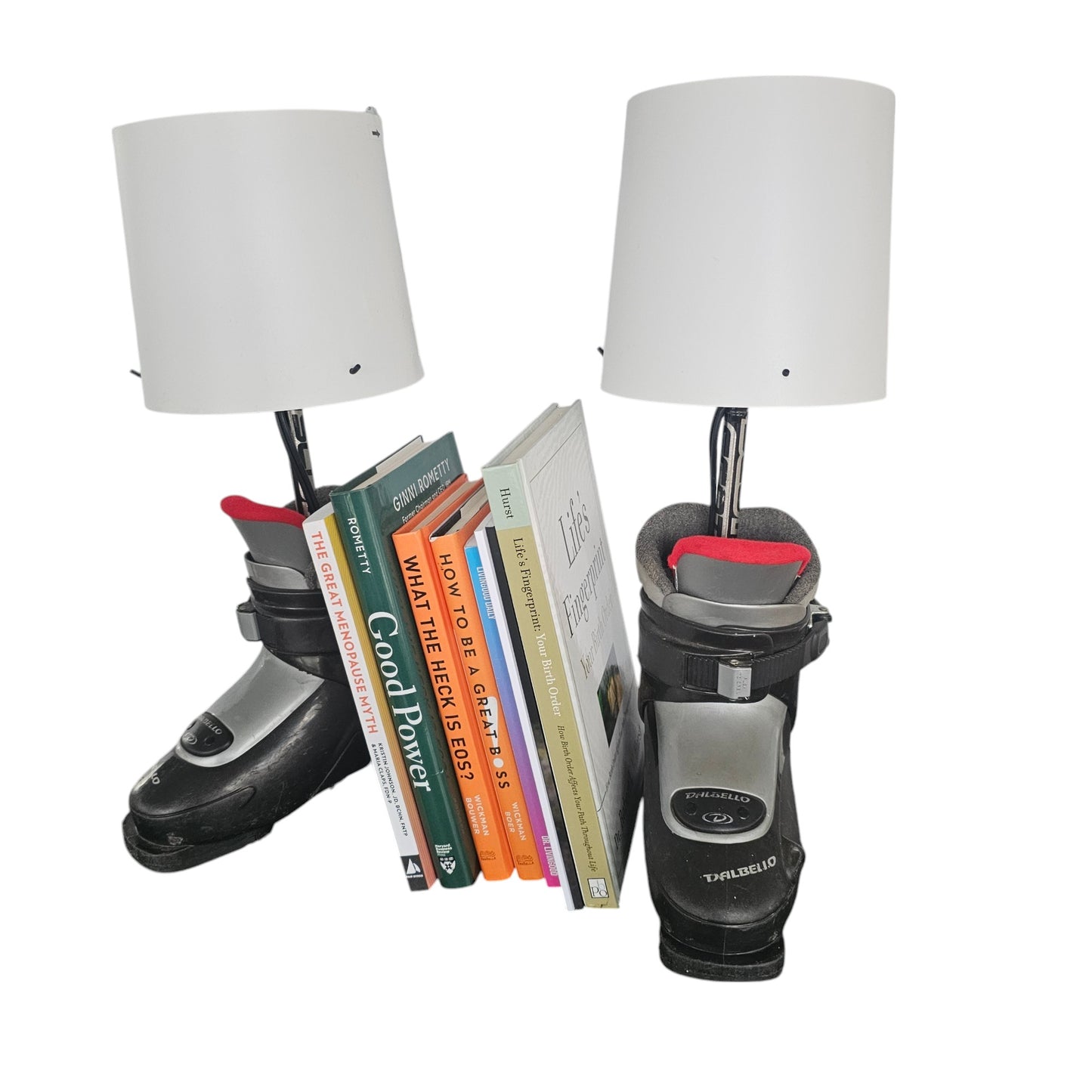 Set of Ski Boot Lamps Made with a real Children's Ski Boot, ready to plug in!