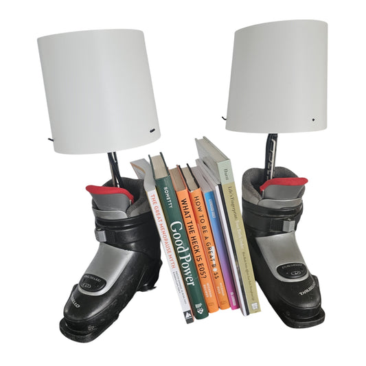 Set of Ski Boot Lamps Made with a real Children's Ski Boot, ready to plug in!
