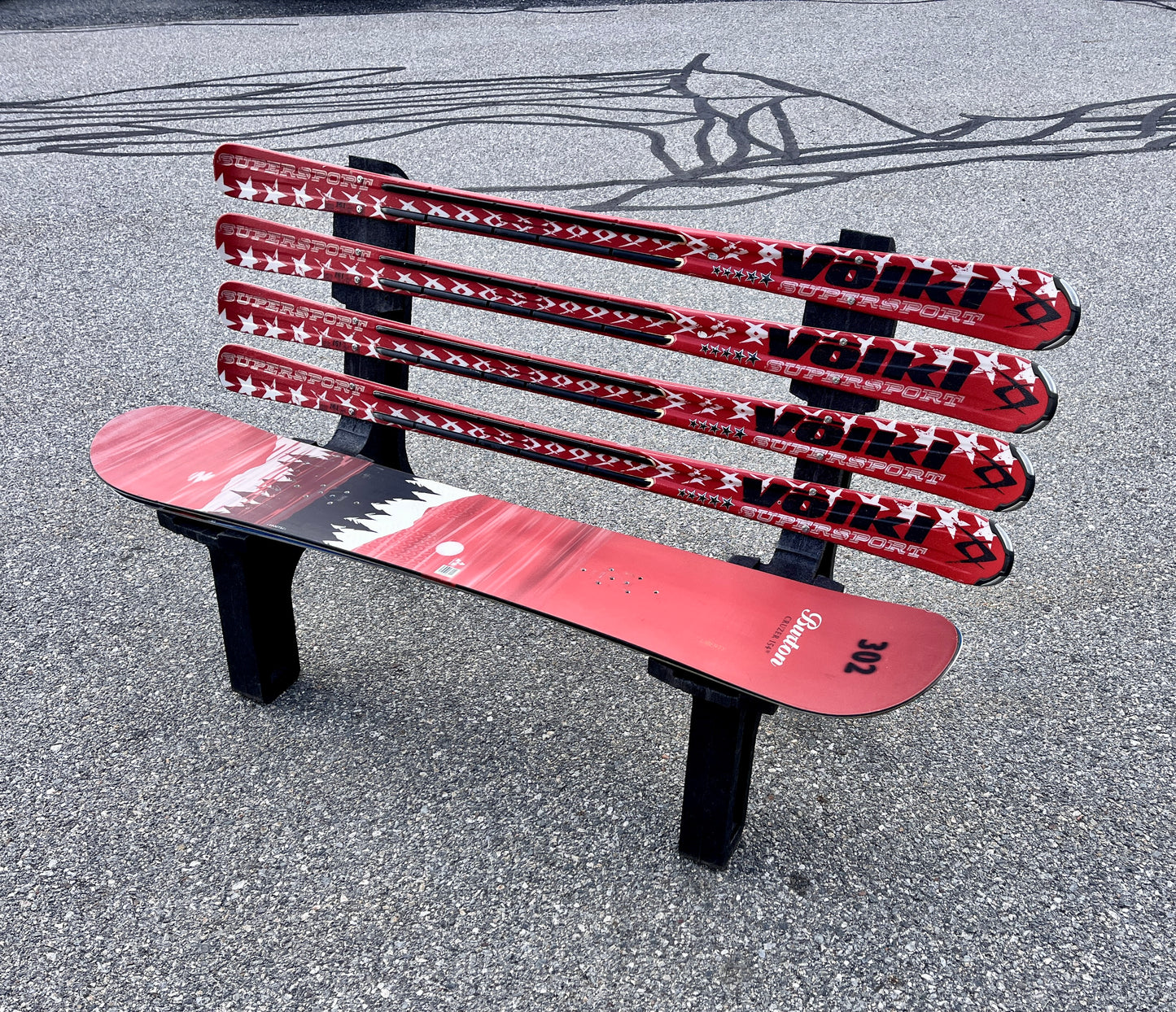 Mixed Snow Board and Snow Ski Bench made with Real Recycled Snow Skis (Copy)