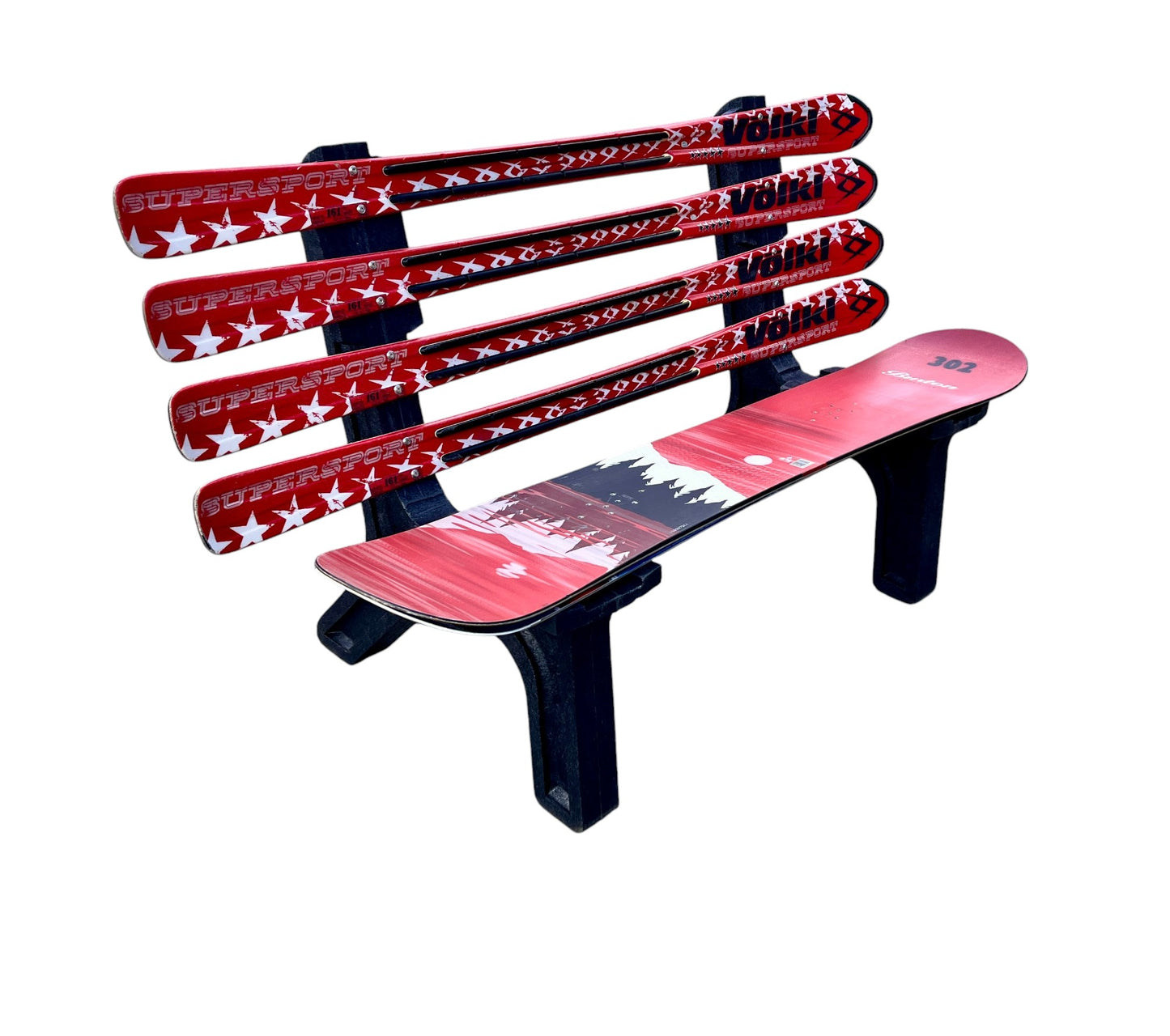Mixed Snow Board and Snow Ski Bench made with Real Recycled Snow Skis (Copy)