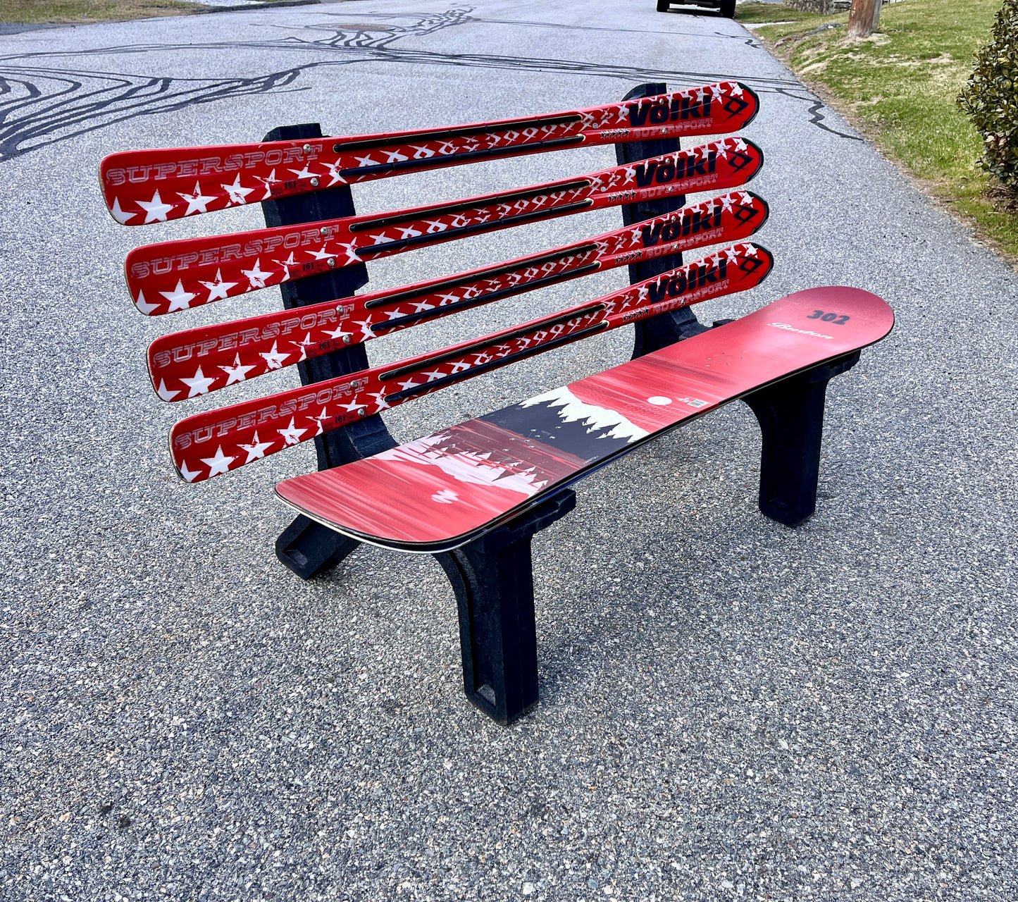 Mixed Snow Board and Snow Ski Bench made with Real Recycled Snow Skis (Copy)