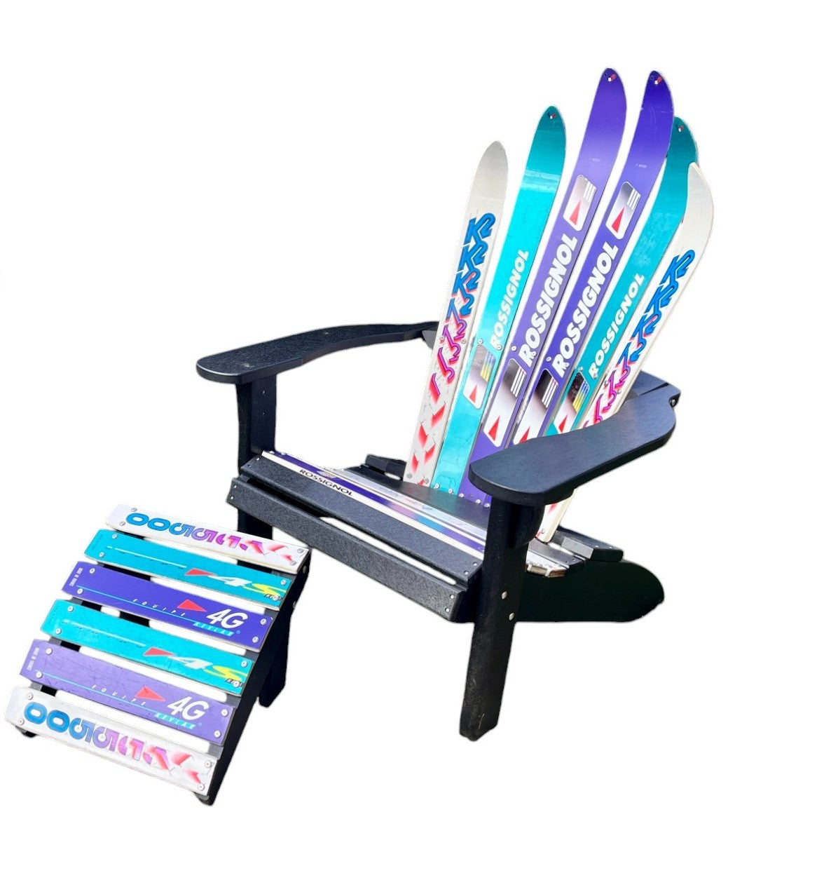 2 piece set of Skichairs - Snow Ski Adirondack Skichair with Ottoman