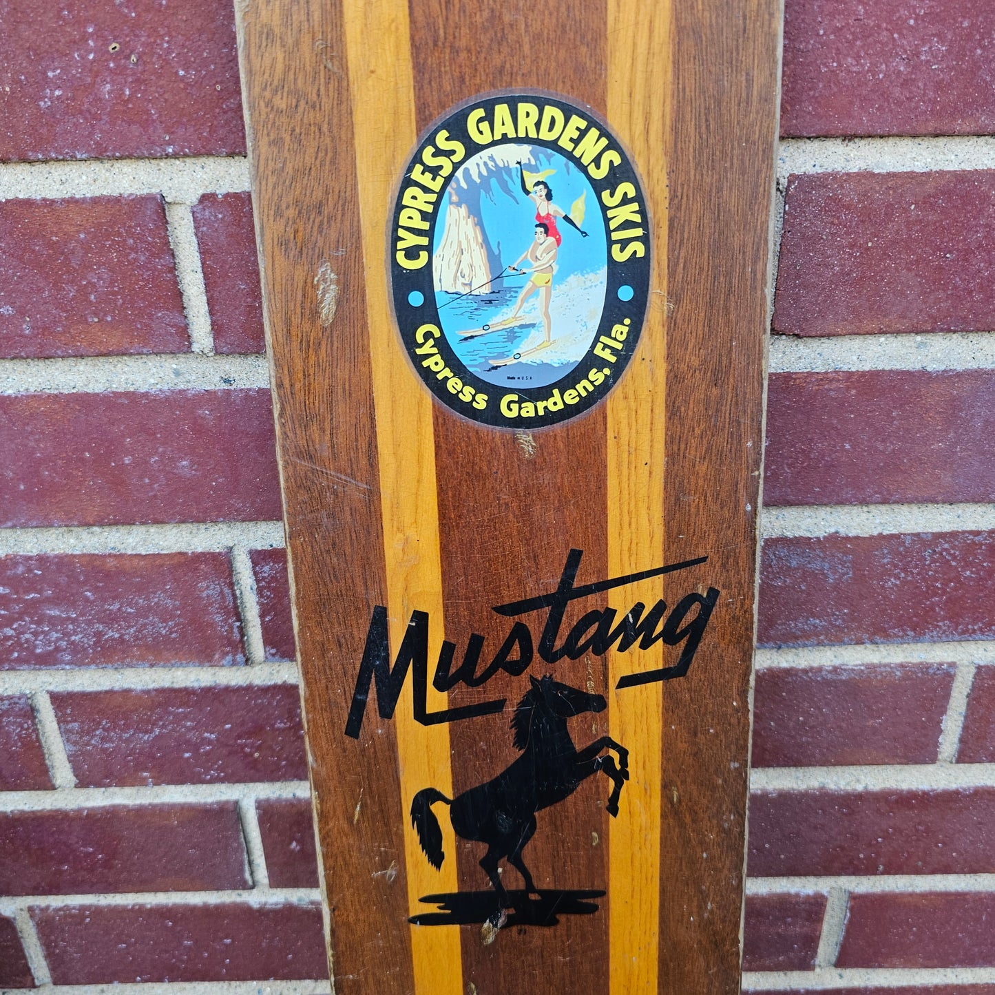 Water Ski Shot Ski made from an Antique Wood Water Ski - Mustang water ski by Cypress Gardens - Drop Ski