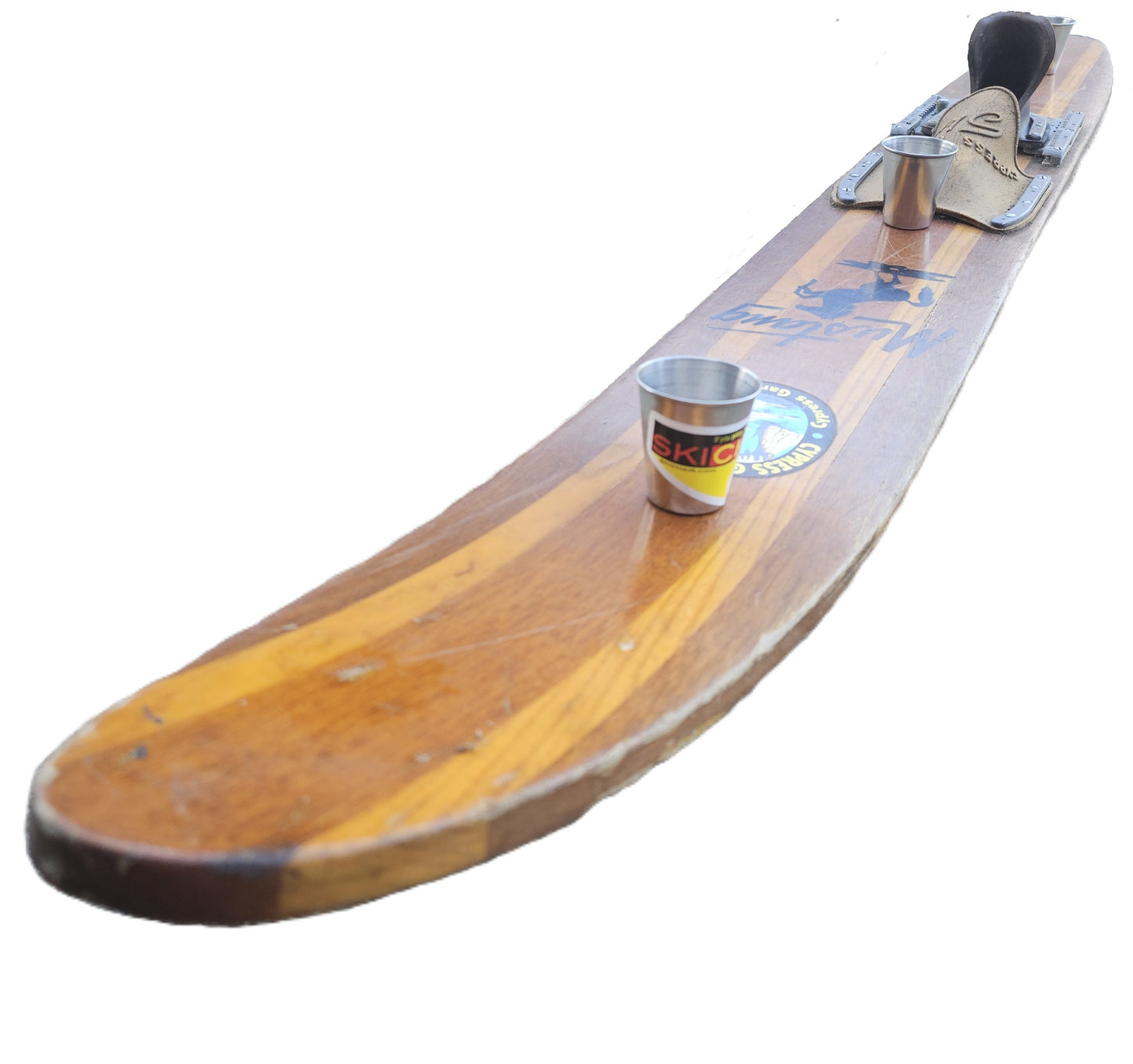 Water Ski Shot Ski made from an Antique Wood Water Ski - Mustang water ski by Cypress Gardens - Drop Ski