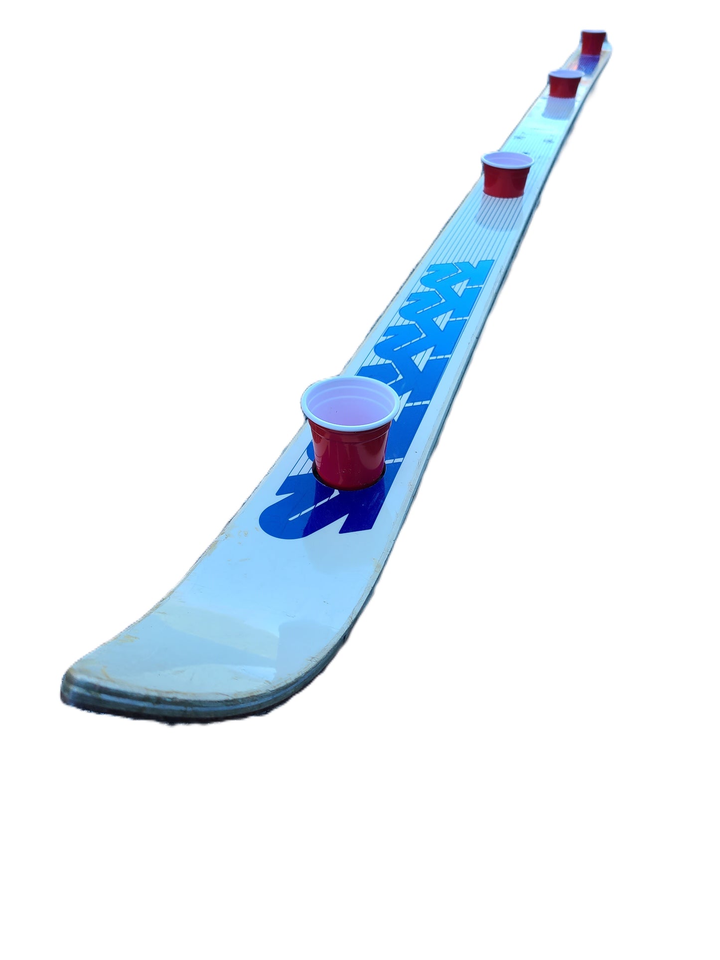 Shot ski 3 shot, Real Snow Ski with holes and 3 plastic 2oz shot glasses - shotski