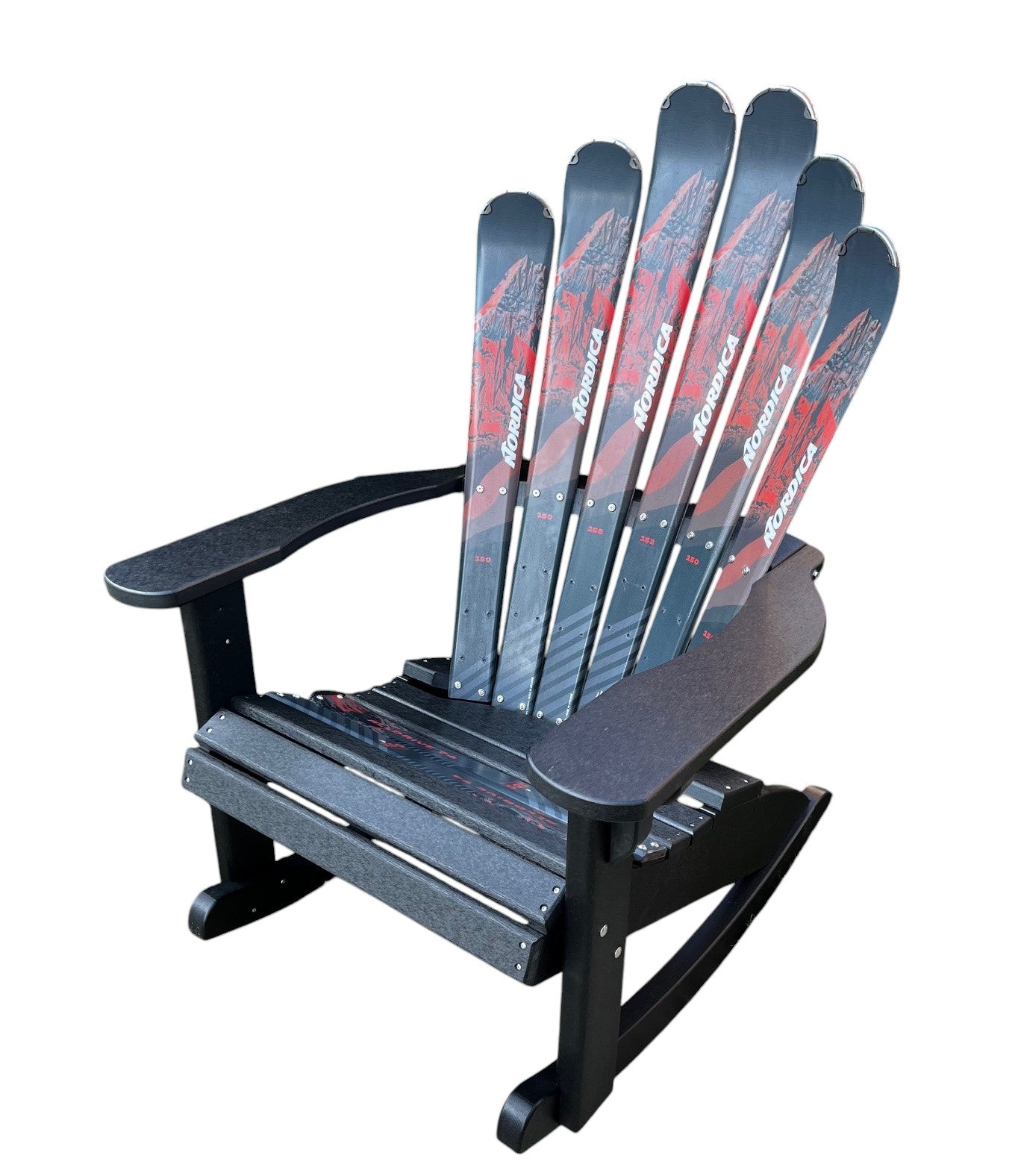 Ski Patio set - 3 piece - A Skichair, Snowboard or Snow Ski Table and a Ski Rocker