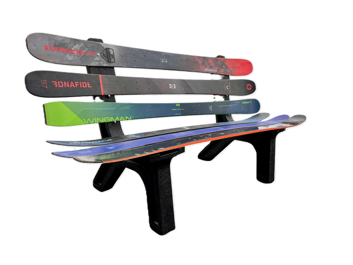 DIY Bench Legs or Outdoor Bench Ends made from Recycled Plastic for a Sports Bench for Snow Skis or Snowboards or Wake Boards