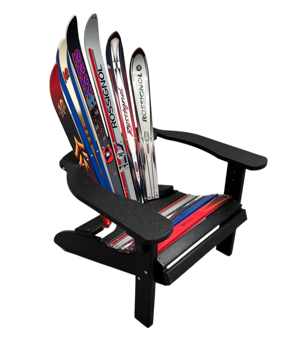 Adirondack Skichairs made with different snow skis