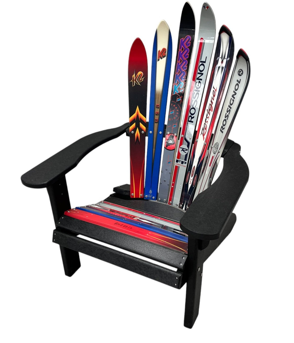 Adirondack Skichairs made with different snow skis