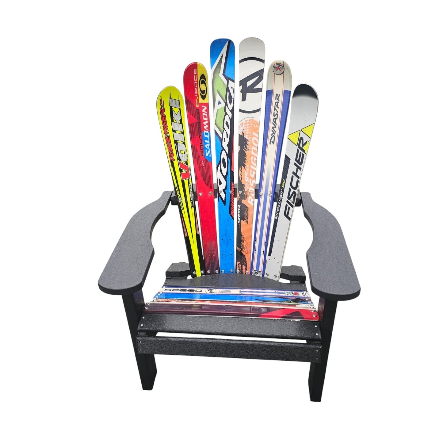 Adirondack Skichairs made with different snow skis