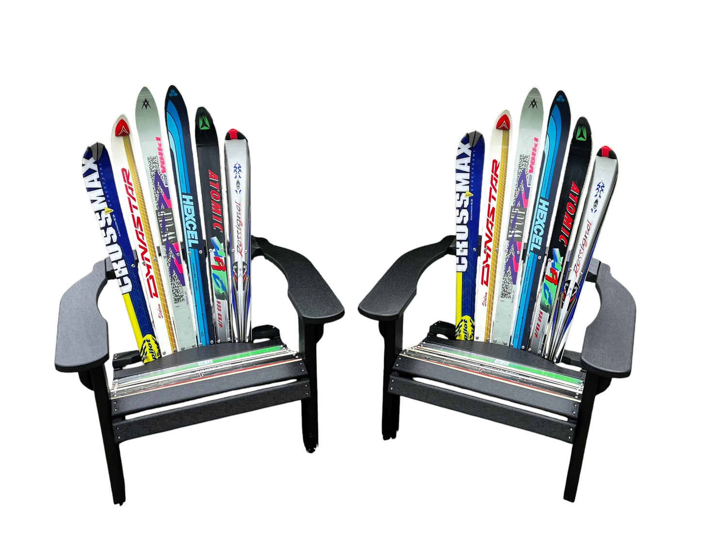 Adirondack Skichairs made with different snow skis