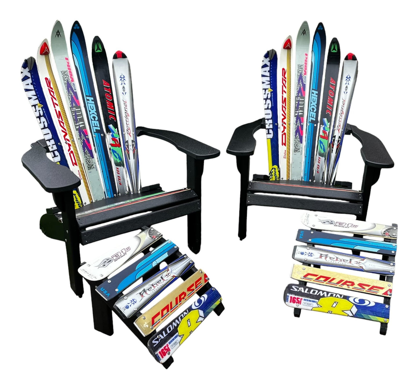 Adirondack Skichairs made with different snow skis