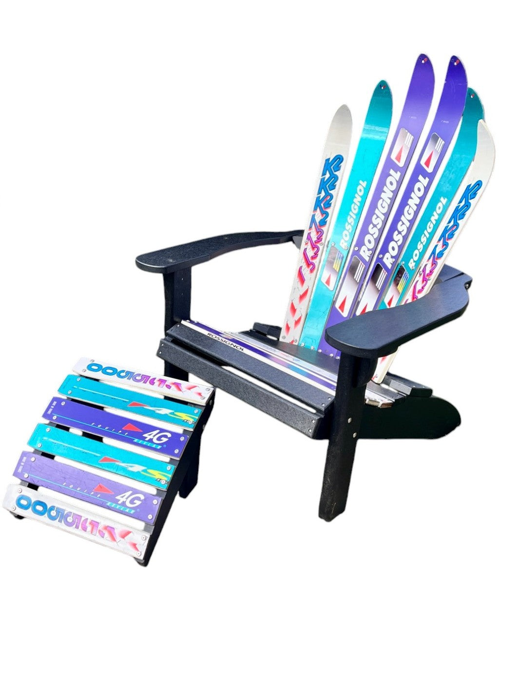 DIY Plastic Skichair or Adirondack Chair Kit to make a Skichair with an Ottoman with your own skis