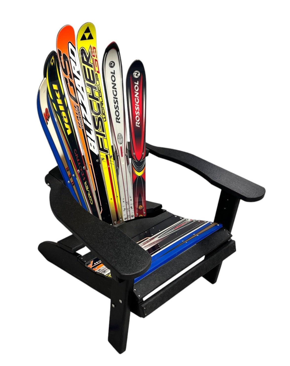 Adirondack Skichairs made with different snow skis
