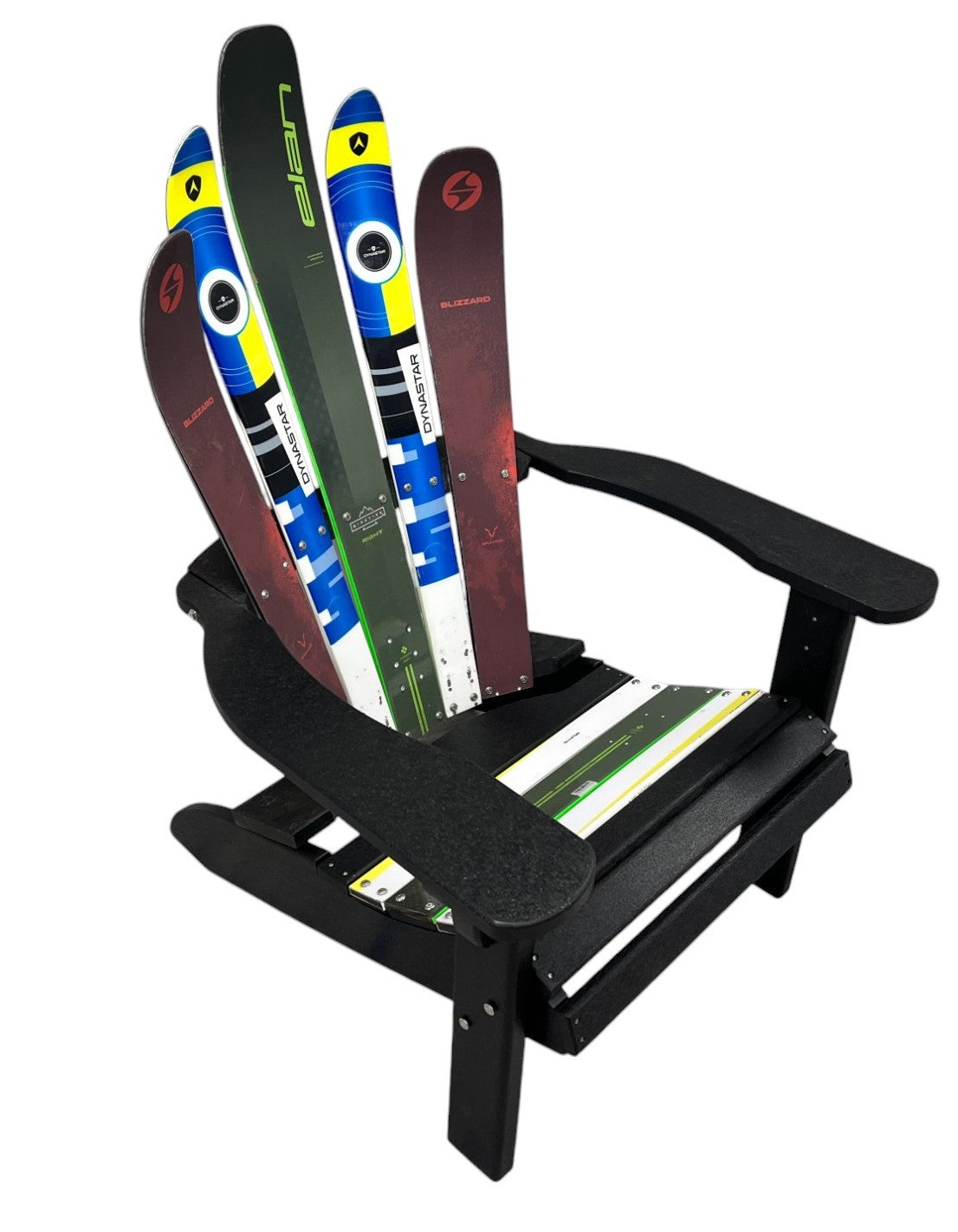 Adirondack Skichairs made with Newer and Wider real Snow Skis