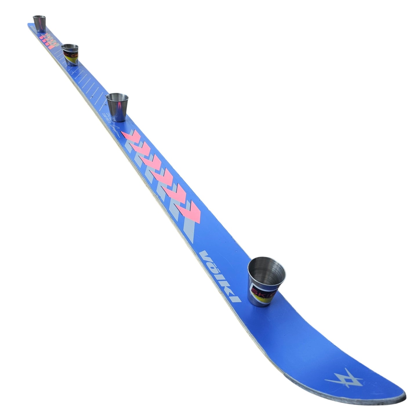 Shot Ski Hot Purple and Pink Volkl Shot Ski ONE OFF - 4 shot with Large 2.5 oz Shots, SkiShot, Wedding Shot, Tailgate