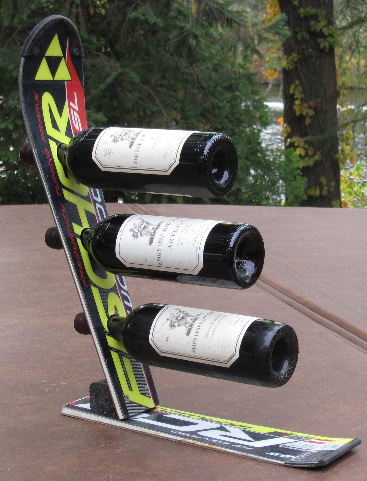 Ski Wine Rack Racing Snow Ski Wine Rack made with a Real Racing Ski