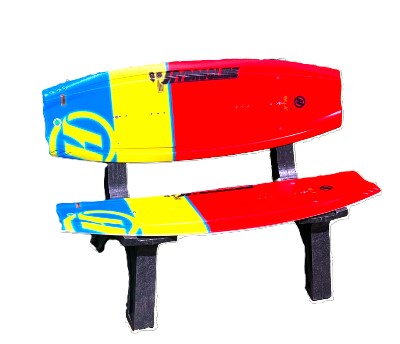 Surf Bench or Wake Board Table, Seat or Bench   Made from a real recycled Wake Board