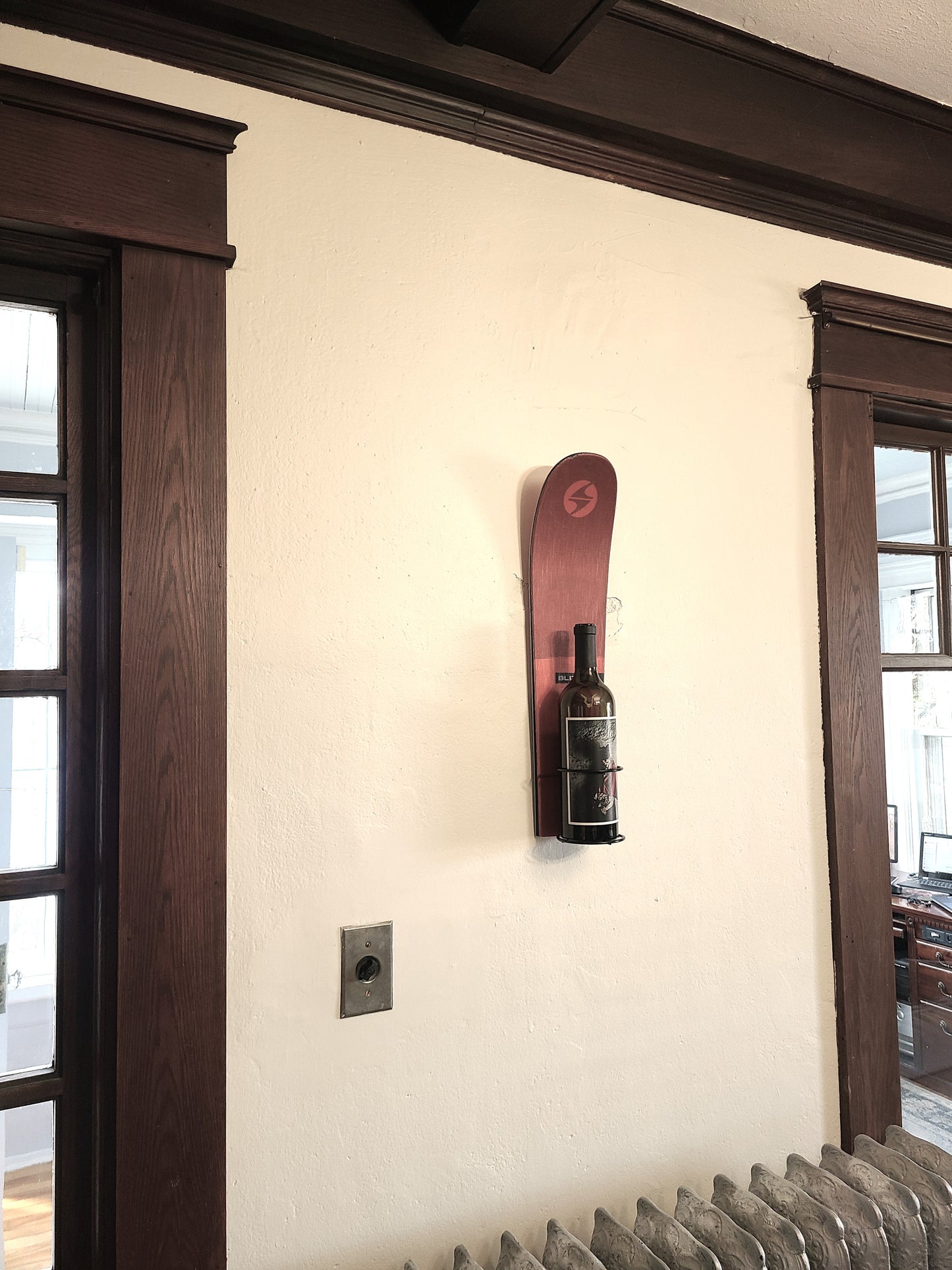 Snow Ski Wine Rack - Wall Mount or Table Top- made from an authentic snow ski