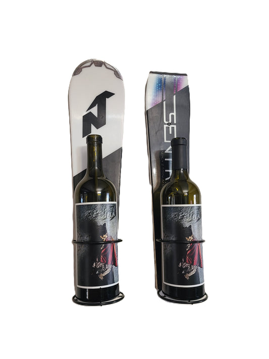 Snow Ski Wine Rack- Wall Mounted or table Top - set of 2 made from an authentic tip and tail of a snow ski