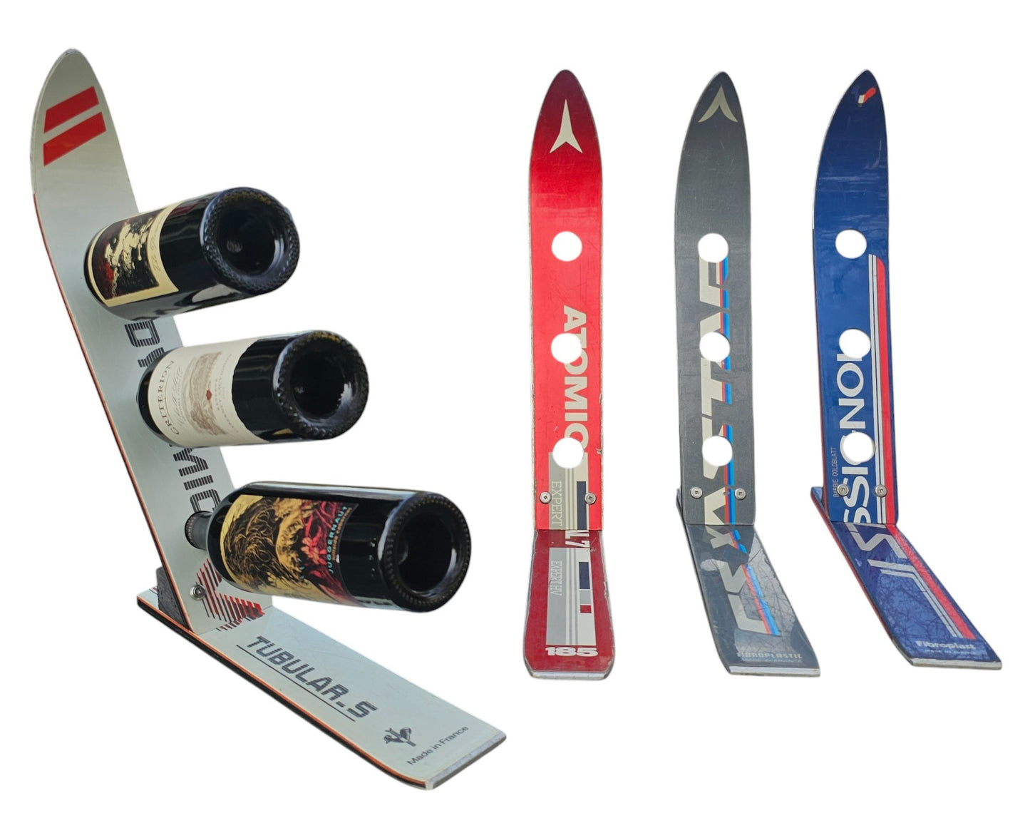 Snow Ski Wine Rack Old School from the 70's and 80's made from real skis that you can pick!