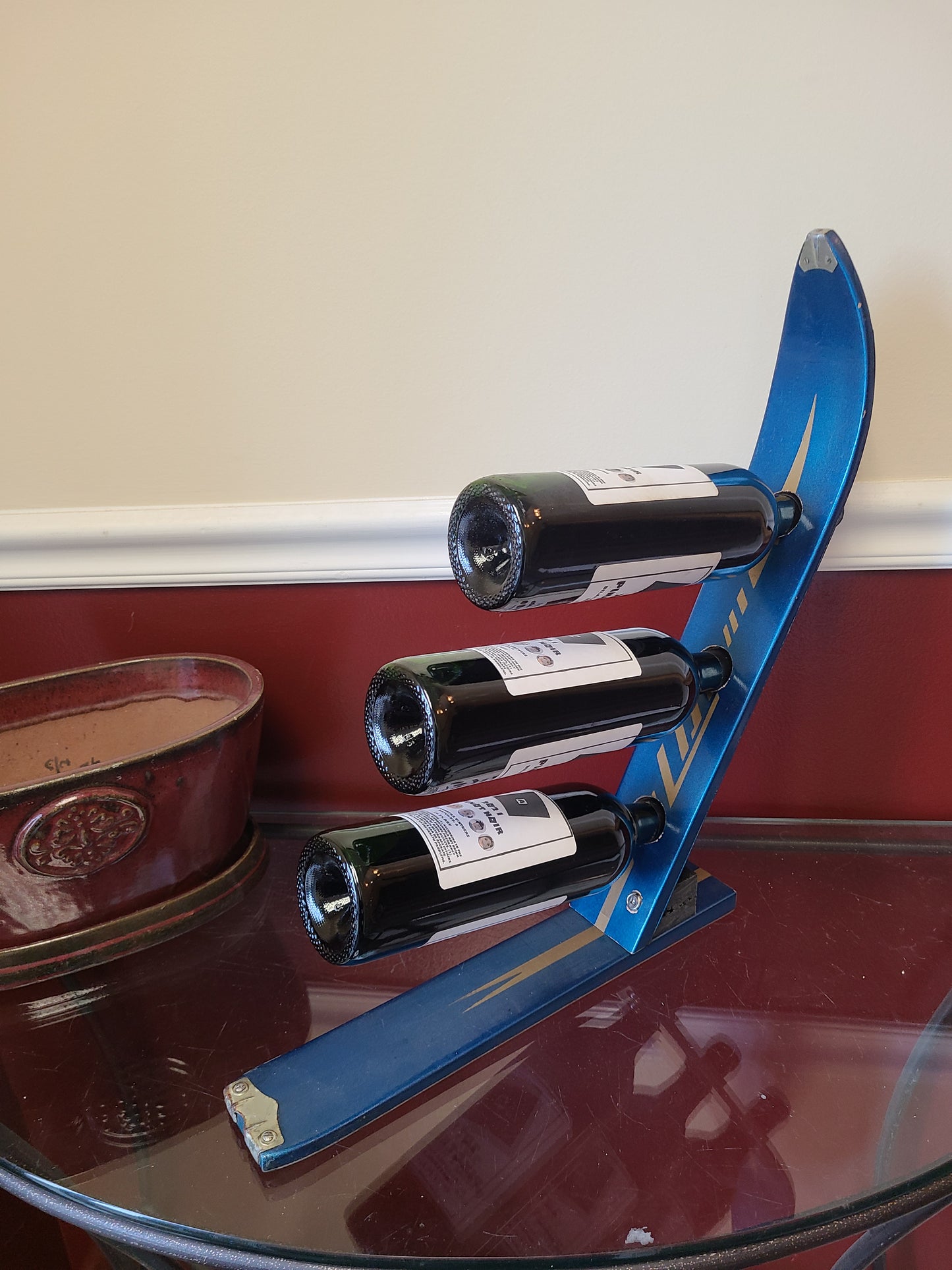 Snow Ski Wine Rack Old School from the 70's and 80's made from real skis that you can pick!