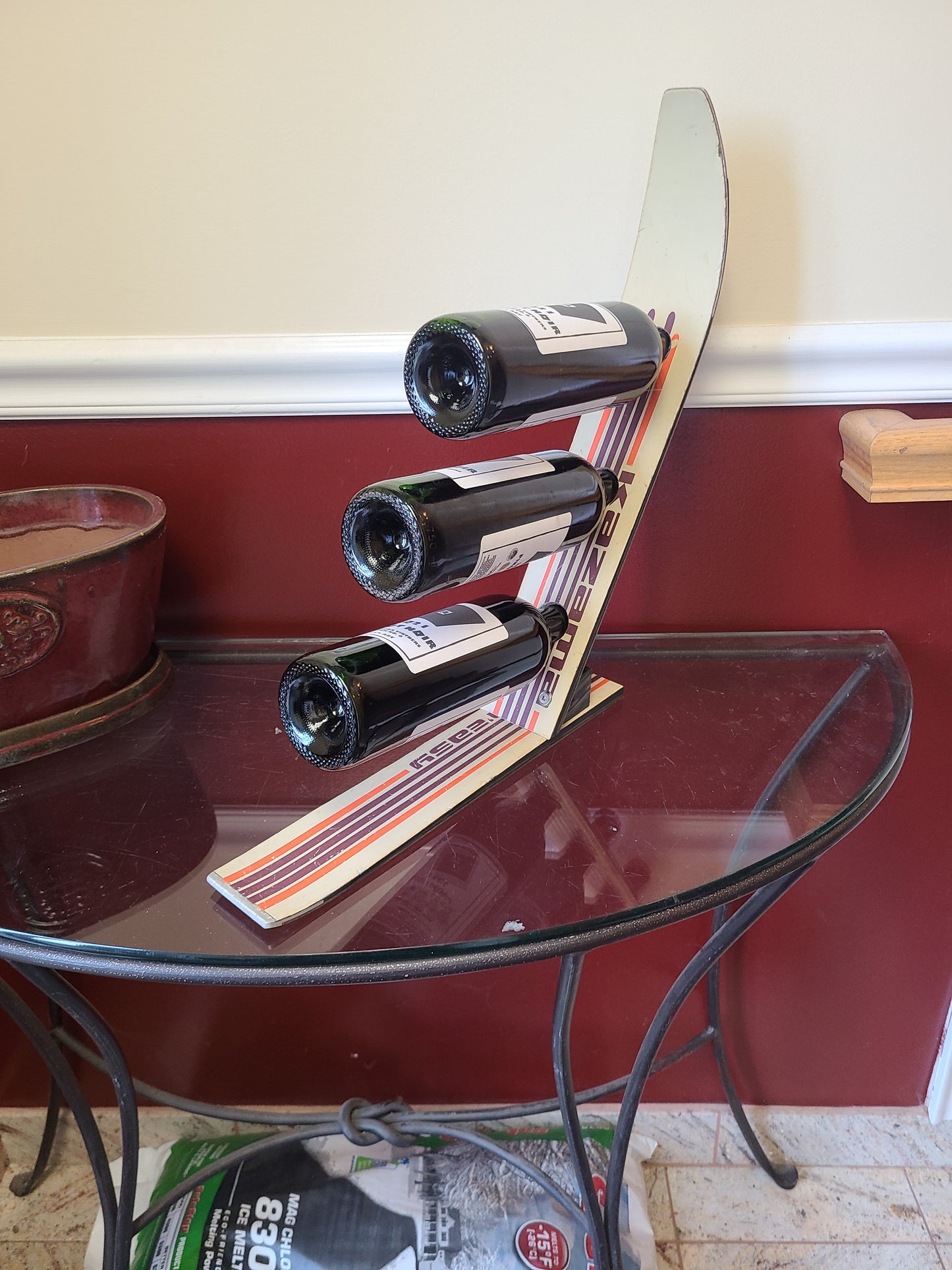 Snow Ski Wine Rack Old School from the 70's and 80's made from real skis that you can pick!