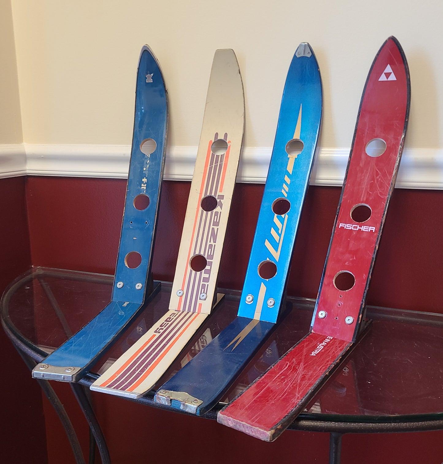 Snow Ski Wine Rack Old School from the 70's and 80's made from real skis that you can pick!