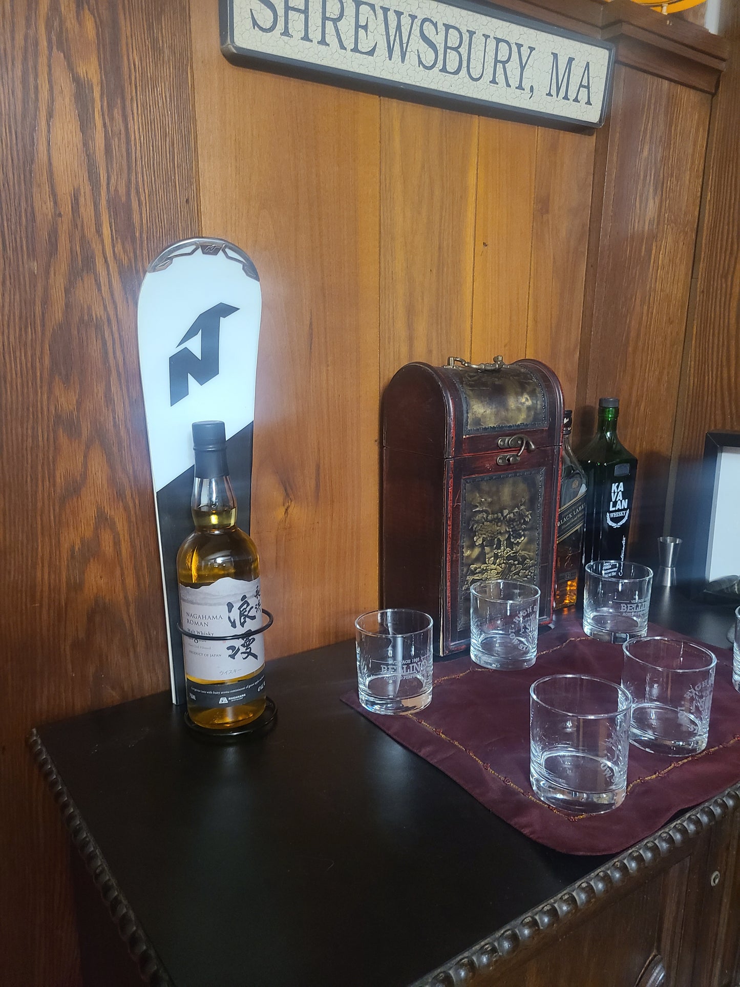Snow Ski Wine Rack - Wall Mount or Table Top- made from an authentic snow ski