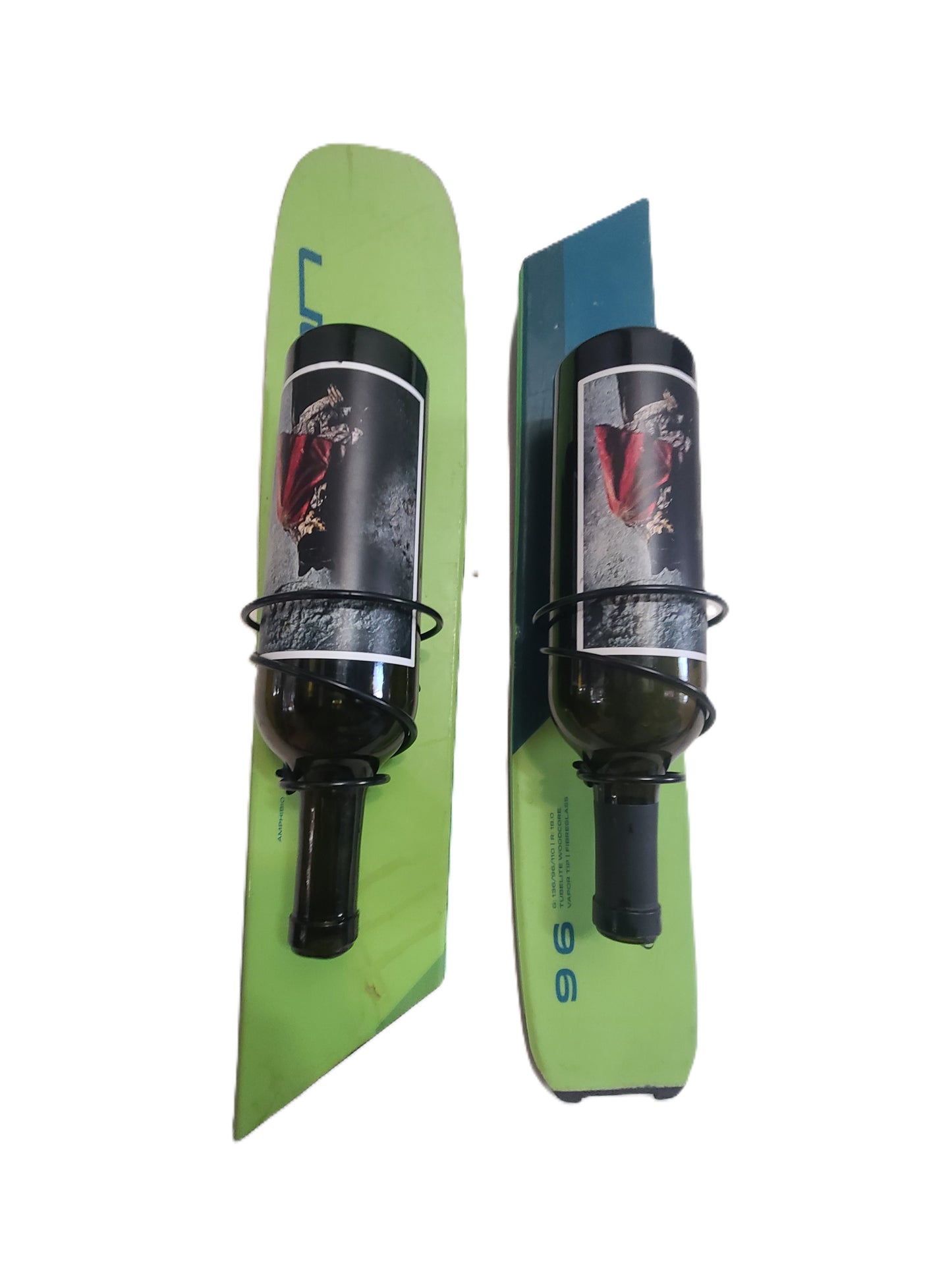 Snow Ski Wine Rack - Wall Mount Wine Rack Reverse Holder, Set of 2 made from an authentic snow ski