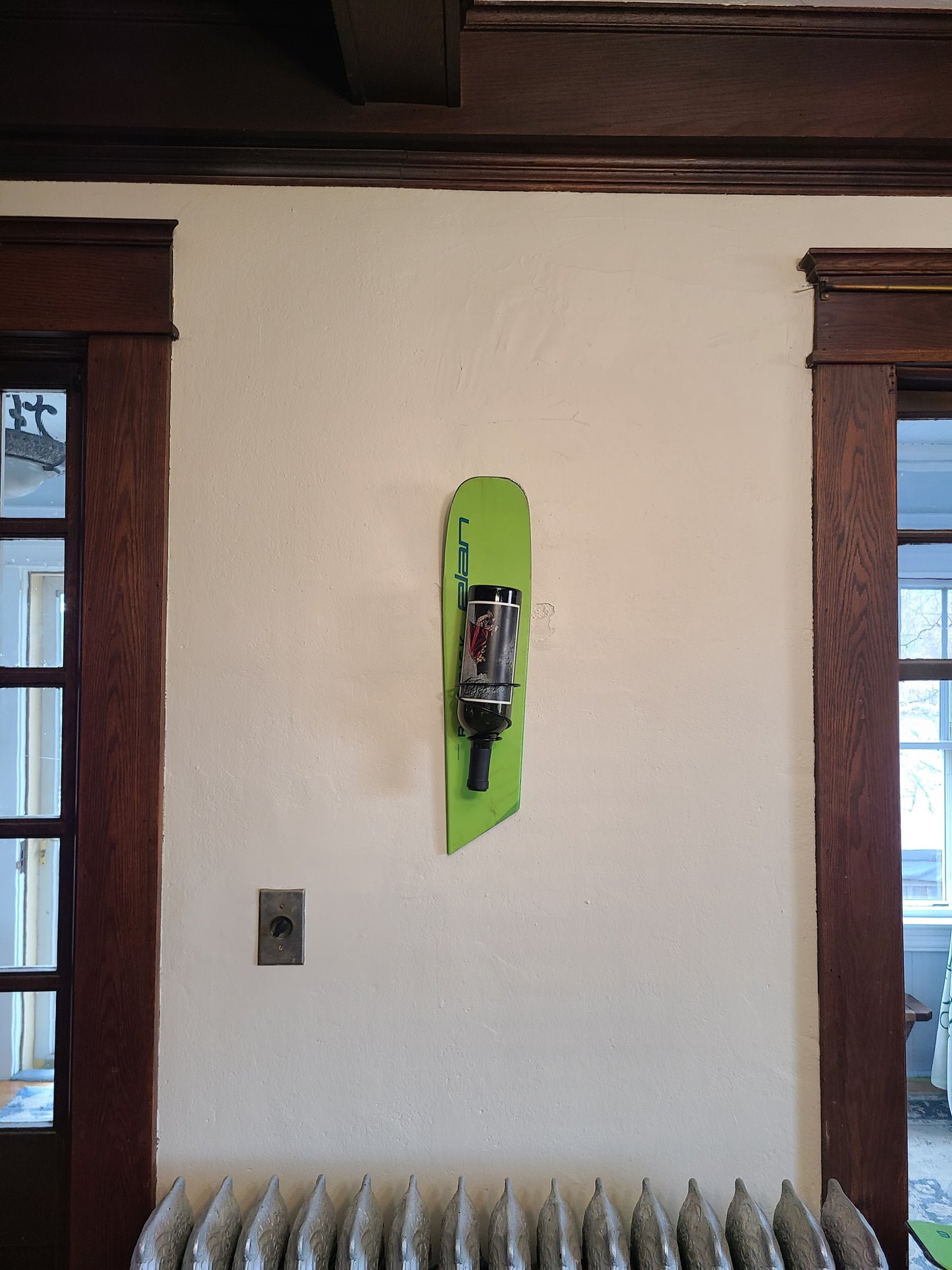 Snow Ski Wine Rack - Wall Mount Wine Rack Reverse Holder, Set of 2 made from an authentic snow ski