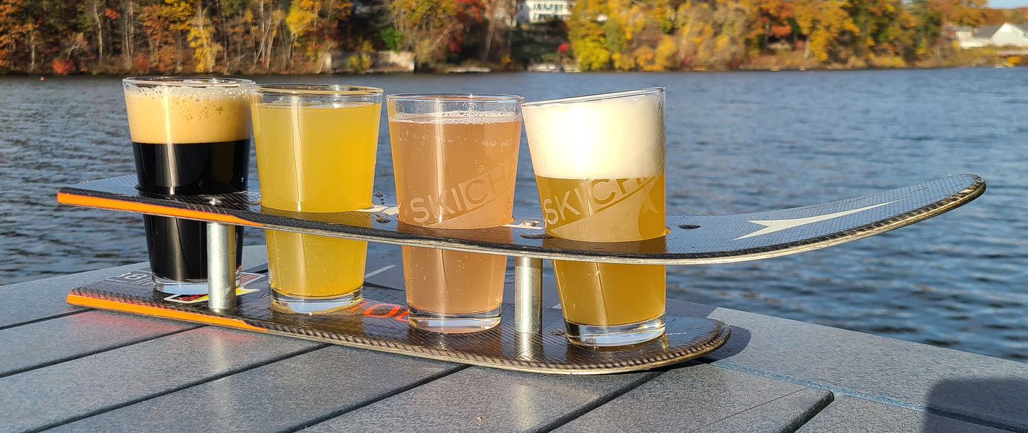 Beer Flight or Brewski Recycled Snow Ski Double Flight for Pint Glasses