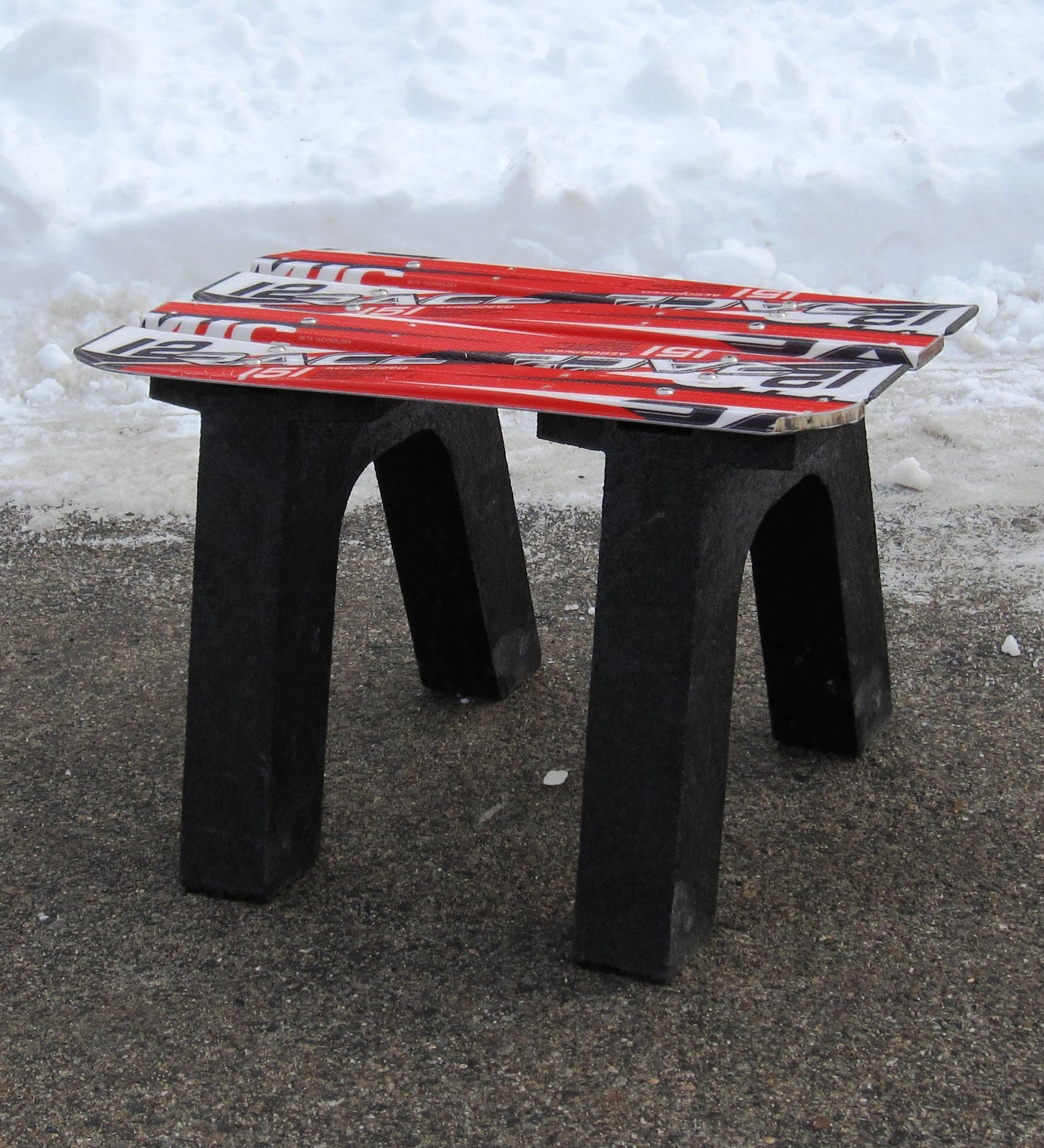 DIY Bench Ends or legs or Bench Kit without a Back made from Recycled Plastic for a Snow Ski Bench or a Snow Board Bench or a Wake Board Bench