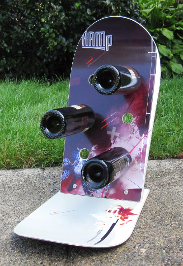 Snowboard Wine Rack made with a real Snow Board